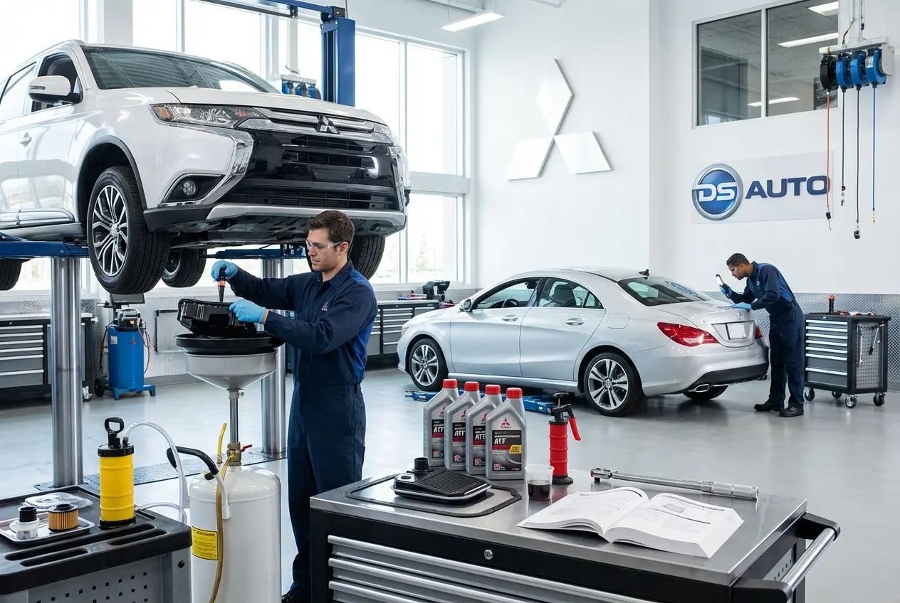 Аппаратная замена масла в АКПП Mitsubishi в автосервисе DS Auto в Жуковском
